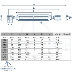 Turnbuckle open body fork-fork 8021 - M10 x 220 mm -...