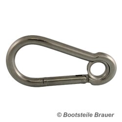 Spring hook with eyelet - 4 x 40 mm - stainless steel A4 (AISI 316)