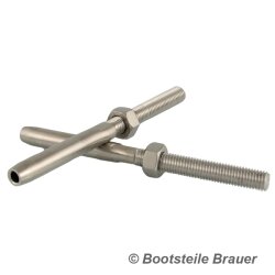 Walzterminal Gewinde mit Mutter - Drahtseil, Außengewinde rechts -  M10 x 5 mm - Edelstahl A4 (AISI 316)