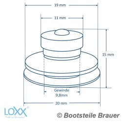 LOXX Oberteil mit kleiner Griffkappe - f&uuml;r Materialst&auml;rke bis 2,5 mm