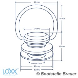 LOXX Oberteil mit glatter Griffkappe und B&uuml;gel - f&uuml;r Materialst&auml;rke bis 2,5 mm