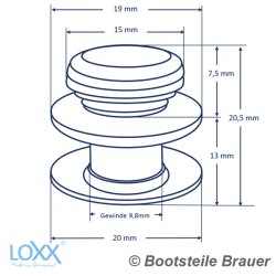 LOXX Oberteil glatte Griffkappe mit Gewinde 10 mm - vernickelt