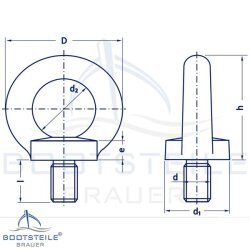 Vis à anneau, forgées M6 - M24 - DIN 580 -...