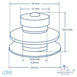 LOXX Oberteil kleine Griffkappe mit langer Scheibe - Vernickelt