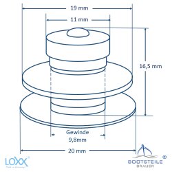 Loxx&reg; upper part small head with long washer - Vintage brass