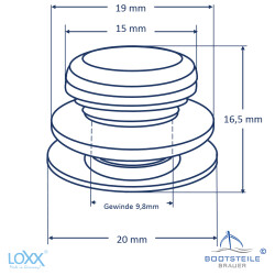 LOXX Oberteil glatte Griffkappe mit langer Scheibe - Altmessing