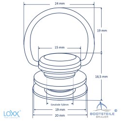 Loxx ® partie supérieure tête lisse et support 4mm