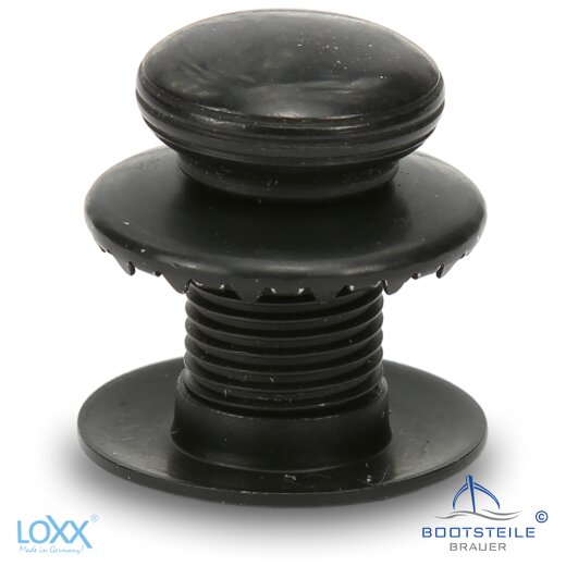 LOXX Oberteil glatte Griffkappe mit 10 mm Gewinde  f&uuml;r Materialst&auml;rke 12 mm - Messing schwarz verchromt