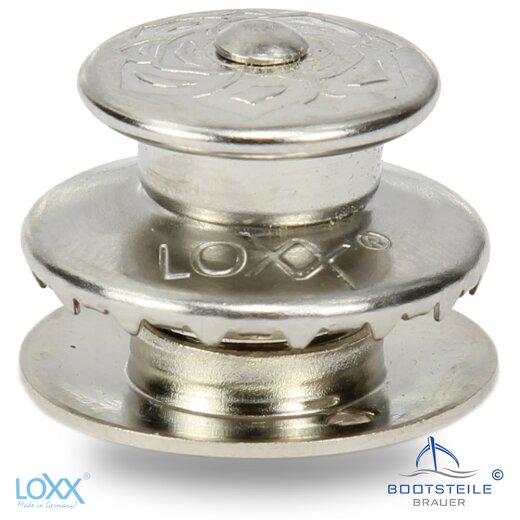 LOXX Oberteil große Griffkappe mit langer Scheibe - Edelstahl - Gewinde Messing vernickelt / "ROSE"