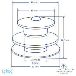 LOXX Oberteil große Griffkappe mit langer Scheibe - unten schwarz - Edelstahl/ "STRASS"