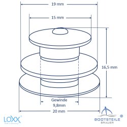Loxx ® partie supérieure grosse tête avec longue rondelle -Laiton nickeler Made in Germany