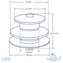 Loxx ® partie supérieure grande tête rouge avec longue rondelle - partie inférieure noir-nickel