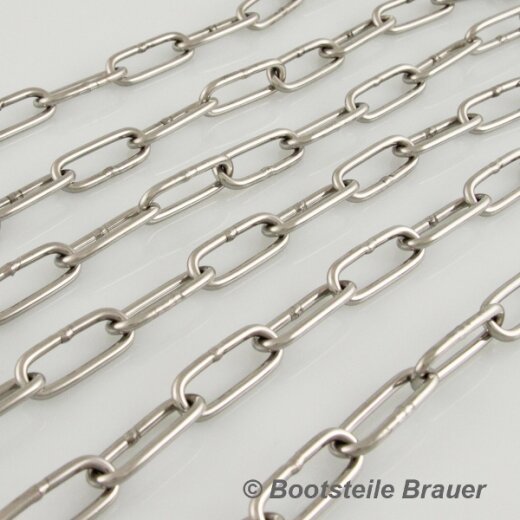 Edelstahlkette langgliedrig DIN 763 D=1,5 x 12 mm - Edelstahl A4