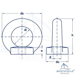 Écrous à anneau, forgés DIN 580, moulé, poli  M6 - acier inoxydable A2