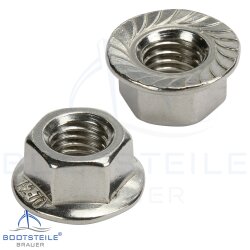 Hexagon flange nuts with serration DIN 6923 - M4 - stainless steel A2 (AISI304)