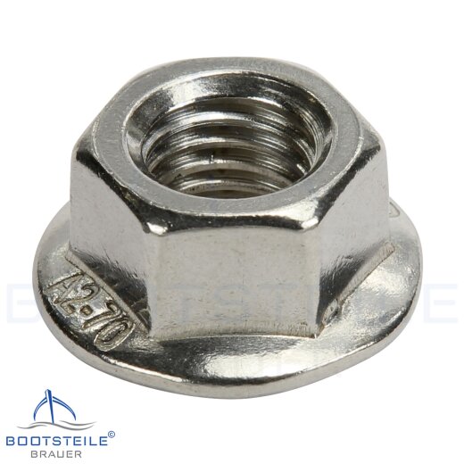 Hexagon flange nuts with serration DIN 6923 - M6 - stainless steel A2 (AISI304)