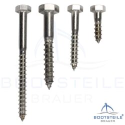 Hexagon head wood screws DIN 571 - 6 x 90 mm - Stainless Steel A2 (AISI 304)