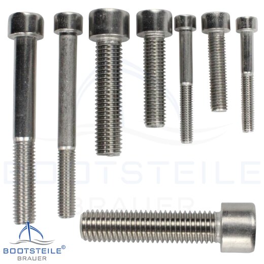 Vis à tête cylindrique à six pans creux  DIN 912 (ISO 4762) - M10 Fil partiel - acier inoxydable A2 (AISI 304)
