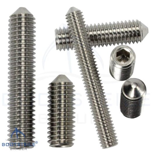 Hexagon socket set screws with cone point DIN 914 (ISO 4027) - M12 - stainless steel A2 (AISI 304)