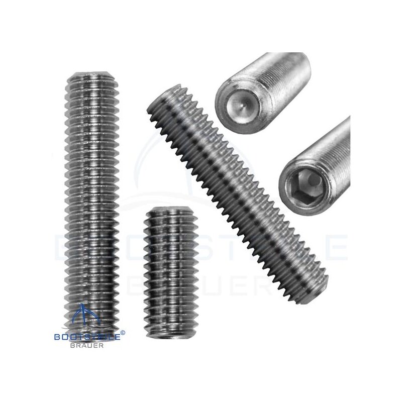 Madenschrauben Gewindestifte Ringschneide DIN 916 Edelstahl A2 ISK M4 M5 M6 M8 