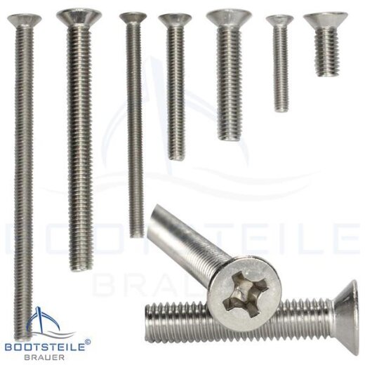 Cross recessed raised countersunk head screws DIN 966 H - M2 - acier inoxydable A2 (AISI 304)