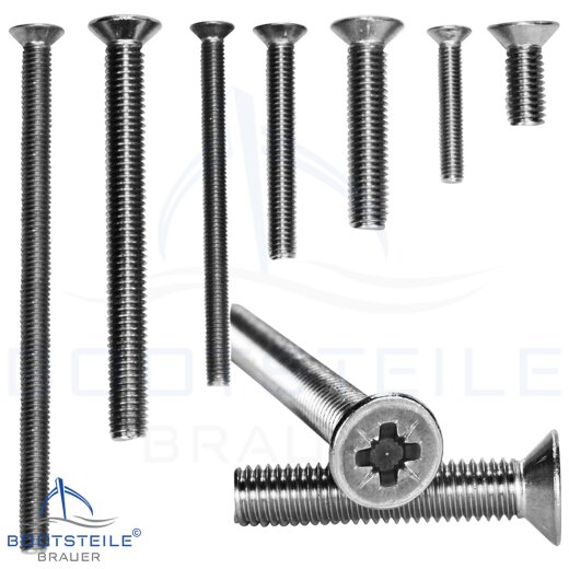Vis à tête fraisée à empreinte cruciforme PZ DIN 965 - M2 mm - Acier inoxydable A2 (AISI 304)