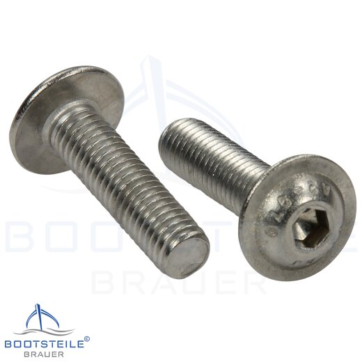 Hexagon socket button head screw flange fullthread ISO 7380-2 -  M6 X 20/20 mm - stainless steel A2 (AISI 304)