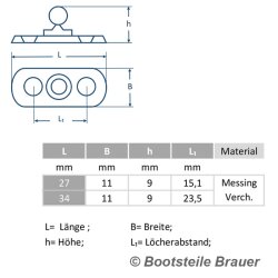 LOXX partie inférieure  double trou 34 x 11 mm -...