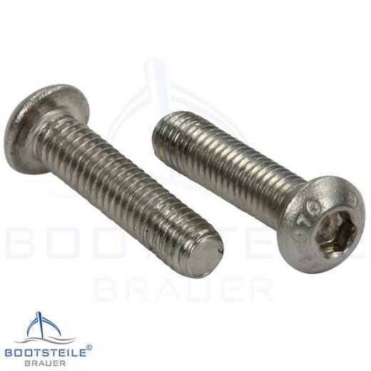 Vis à tête bombée six pans creux, filetage complet ISO 7380 - M6 X 8/8 - acier inoxydable A2 (AISI 304)