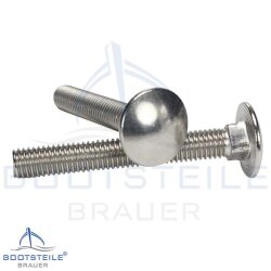 Mushroom head square neck bolts with fullthread DIN 603 M5 - stainless steel A2