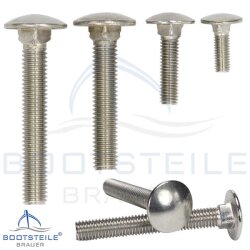 Mushroom head square neck bolts with fullthread DIN 603 M5 - stainless steel A2