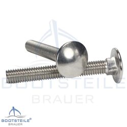 Mushroom head square neck bolts with fullthread DIN 603 M10 X 180/180 - stainless steel A2
