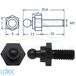 LOXX&reg; screw with raised head metric thread M5 x 10 -...