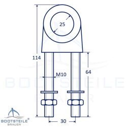 U-bolt with eye M10 x 64 - Stainless steel A4