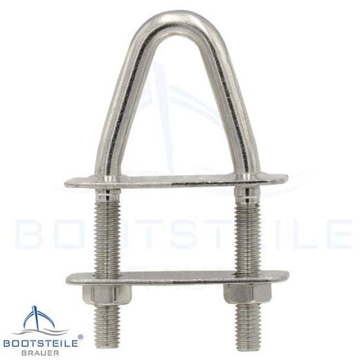 U-bolt with 2 counter plates inclined - Stainless steel A4