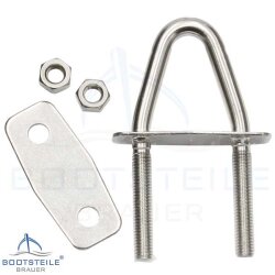 U-bolt with 2 counter plates inclined M8 x 100 and 0° inclination  - Stainless steel A4