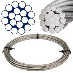 Wire rope hard/stiff 1x19 - Stainless steel V4A