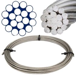 Wire rope hard/stiff 1x19 D= 2 mm - Stainless steel V4A...