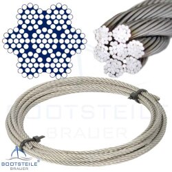 Wire rope soft/flexible 7x19 D= 1,5 mm - Stainless steel...