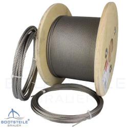 Wire rope semi-soft 7x7 D= 6 mm - Stainless steel V4A AISI 316