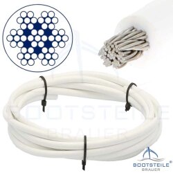 PVC white coated wire rope semi-soft 7x7 - Stainless...