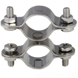 Pipe clamp, double fixed D= 25 mm - stainless steel A2...