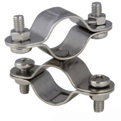 Pipe clamp, double with swivel D= 25 mm - stainless steel A2 AISI 304