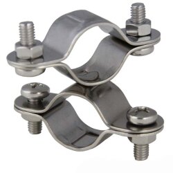 Pipe clamp, double with swivel D= 25 - 27 mm - stainless steel A2 AISI 304