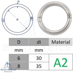 Two-part ring with screw 8x35 mm - Stainless steel V2A...