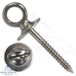 Eye bolt with plate and wood thread - Stainless steel V4A
