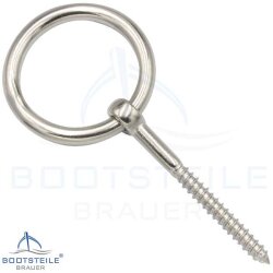 Eye bolt with wood thread and ring - Stainless steel V4A