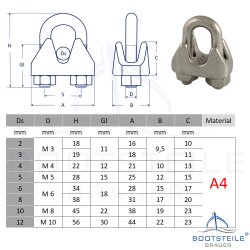 Wire rope clamp ring 3 x M3 mm Sim. DIN 741 - Stainless...