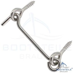 Gate hook with screw eyes 4,4 x 120 mm - Stainless steel V4A