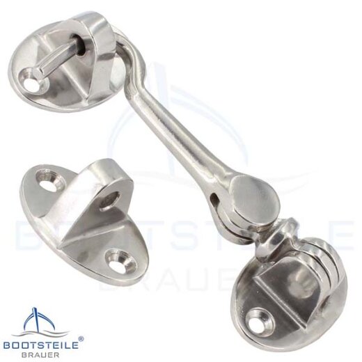 Cabin hook with 2 attachments 102 mm - Stainless steel V4A